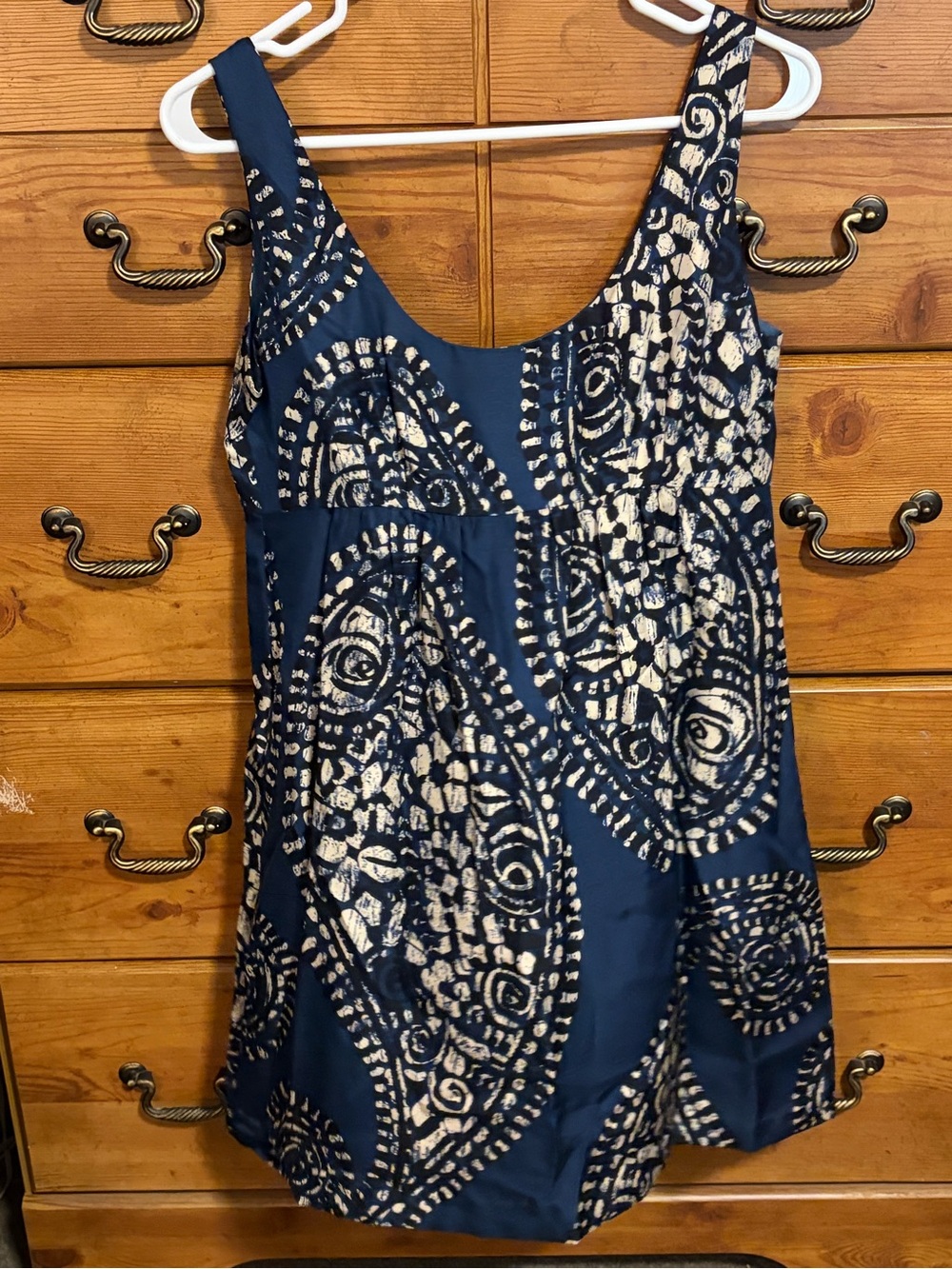 MICHAEL Michael Kors Navy Dress with Cream Swirl Print